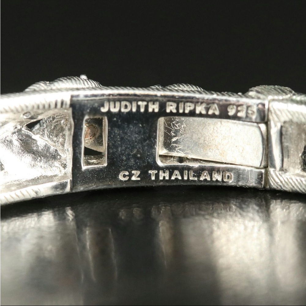 Judith Ripka Silver Hinged Cuff Bracelet with Intricate Openwork Design - Picture 5 of 12